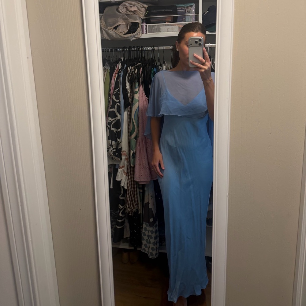 ASOS Light Blue Cape-Overlay Maxi Dress - Picture 4 of 8